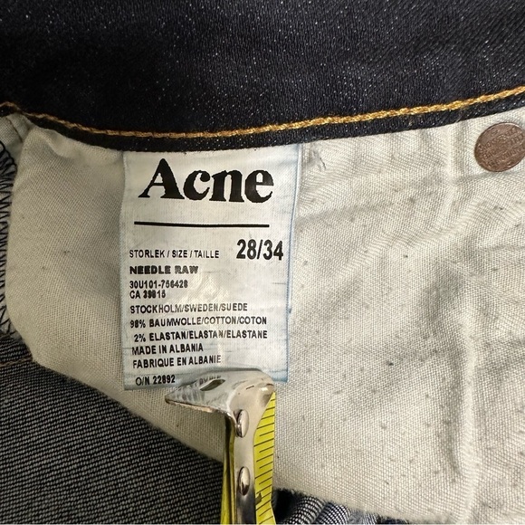 Acne Needle Raw dark wash mid rise jeans size 28 - Picture 4 of 10